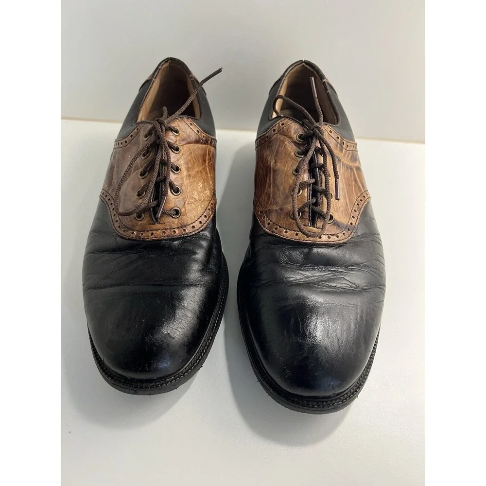 VTG FootJoy Classic Mens 10 1/2 M Golf Shoes BLK/BRN Croc 52236